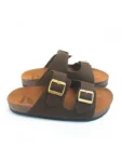 Brwon Matt Double Strap Slipper - brown-matt, 43