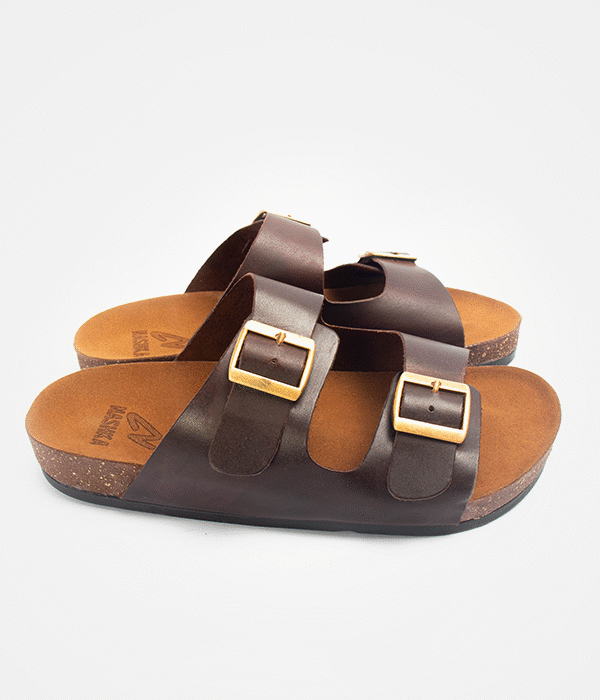 Men "Double strap" Slipper "Oiled Brown"