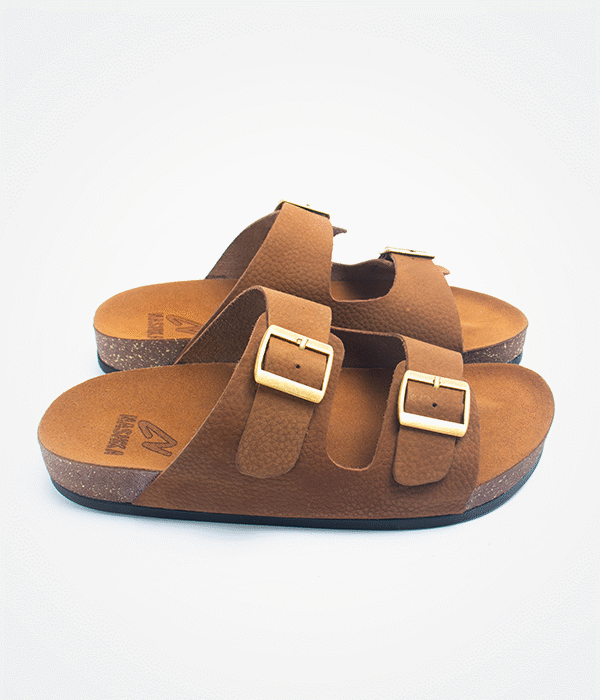 Men "Double strap"Slipper "Peru Brown"